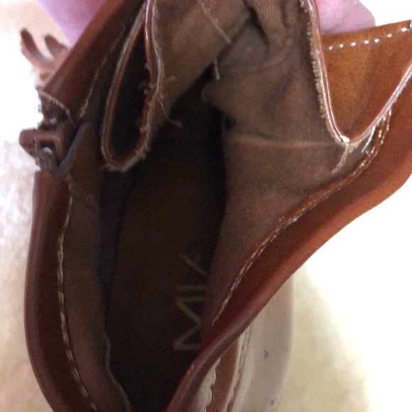 Mia Womens Brown Lace Up w/zipper Rubber soled 5” Heel Ankle Boots 10 Chunky - Picture 3 of 12